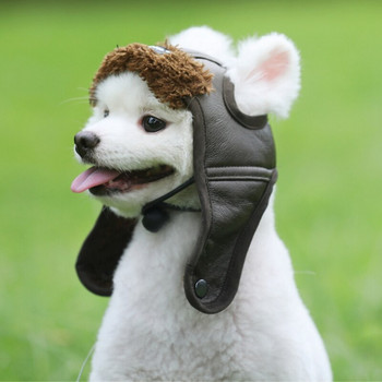 Δερμάτινο καπέλο πιλότου για σκύλους Ζεστό καπέλο για σκύλους για μεγάλα κουτάβια Καπέλα αστεία Cosplay χριστουγεννιάτικο δώρο για αξεσουάρ για σκύλους
