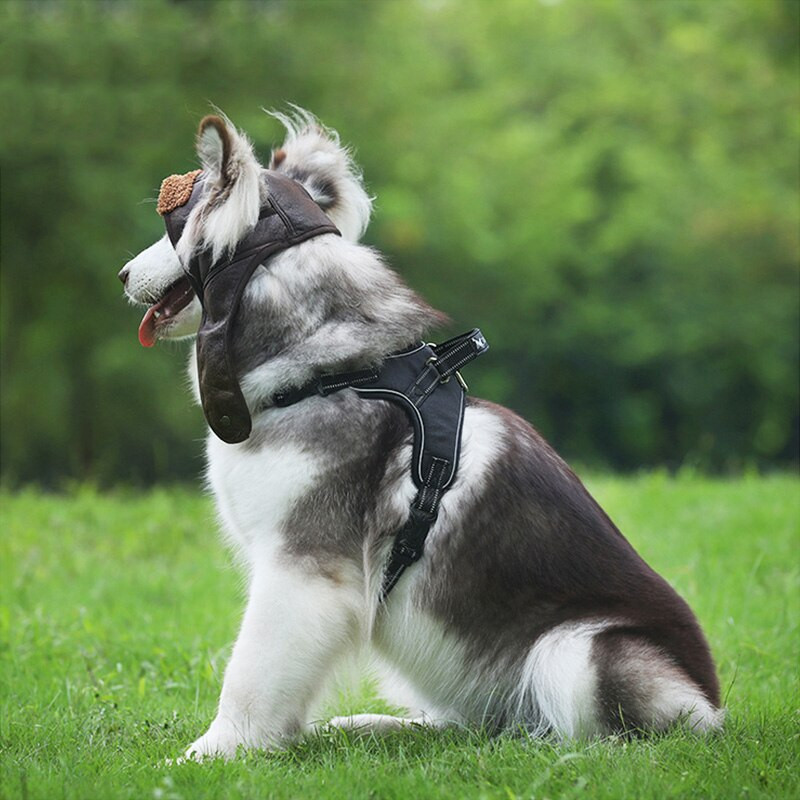 Pilotná kožená čiapka pre psov, teplá čiapka pre veľké šteniatka, vtipná cosplay čiapka pre psov, vianočný darček pre doplnky pre psov
