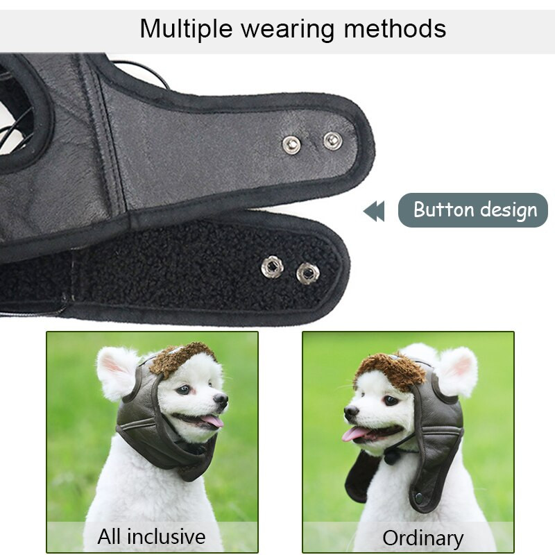 Pilotná kožená čiapka pre psov, teplá čiapka pre veľké šteniatka, vtipná cosplay čiapka pre psov, vianočný darček pre doplnky pre psov