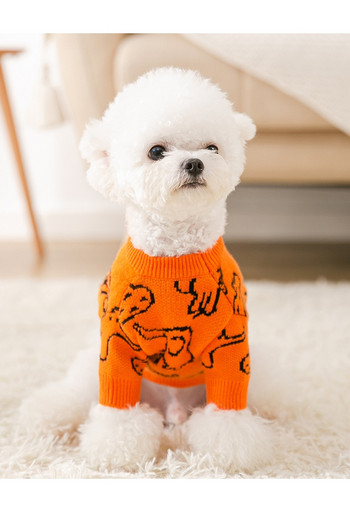 DUOMASUMI Pet Clothes Котешки пуловер Ежедневен плетен пуловер за кучета Облекло Есенно зимно тънко облекло Дрехи за малки кучета