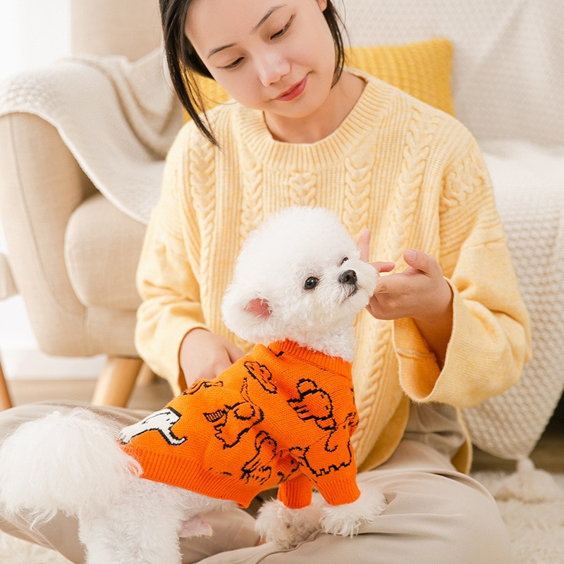 DUOMASUMI Haine pentru animale de companie Pulover pentru pisici Pulover tricotat ocazional pentru câini Îmbrăcăminte Toamna Iarnă Îmbrăcăminte subțire Haine pentru câini mici