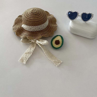 INS Čipkovaná slamená čiapka pre mačky, domáce zvieratá, psov, malého psa, plyšového bišóna, opaľovací krém, slnečný klobúk, pastoračná dekorácia, foto pokrývka hlavy