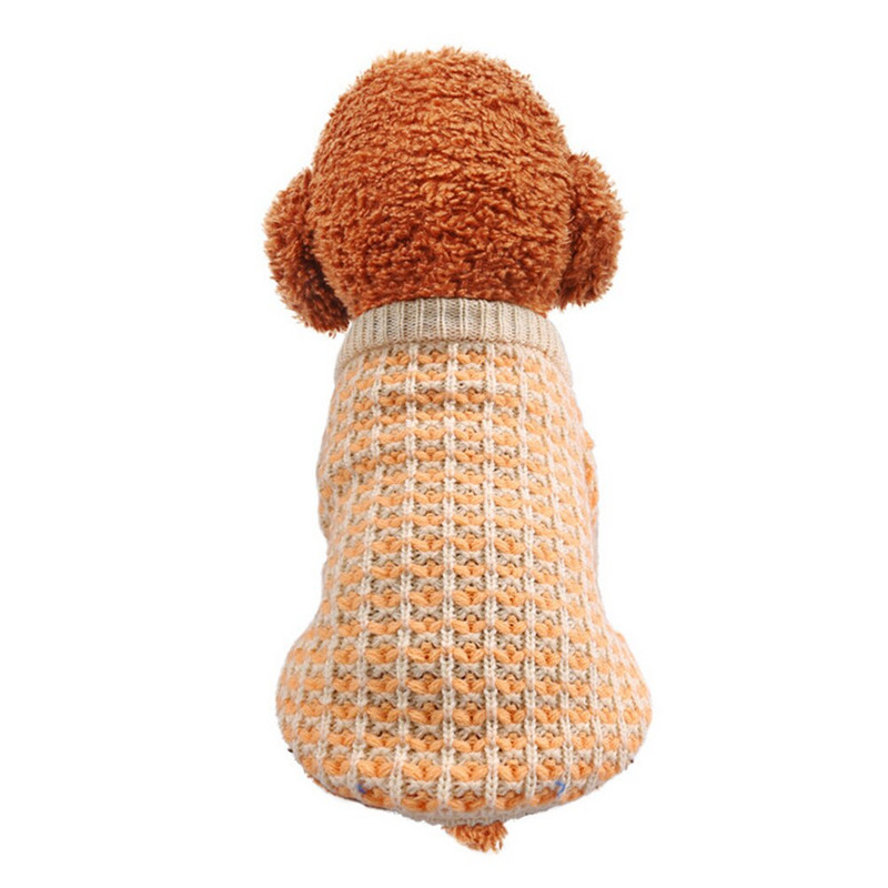 Teplý pletený sveter pre mačky a psov, zimné oblečenie, oranžový sveter s oblátkami, jeseň a zima, teplé oblečenie pre šteniatka
