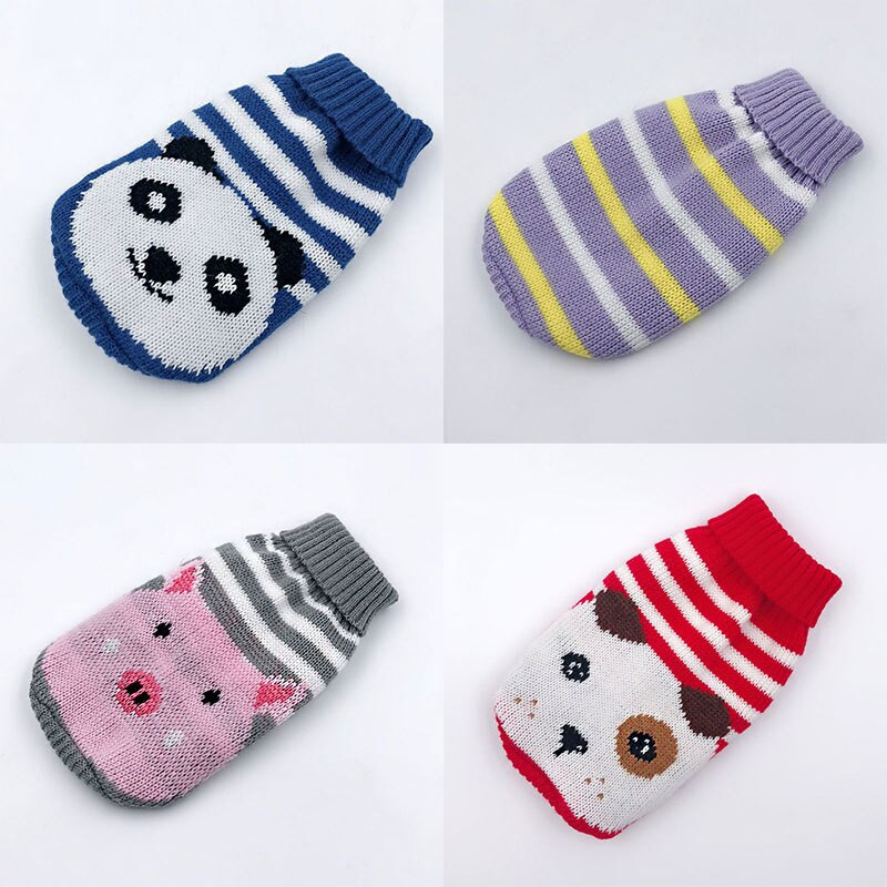 2021 m. žiemos animacinių filmų drabužiai šunims Šilti kalėdinio stiliaus megztiniai mažiems šunims Naminių gyvūnėlių drabužiai Paltai Mezgimas Nerto audinio gobtuvas