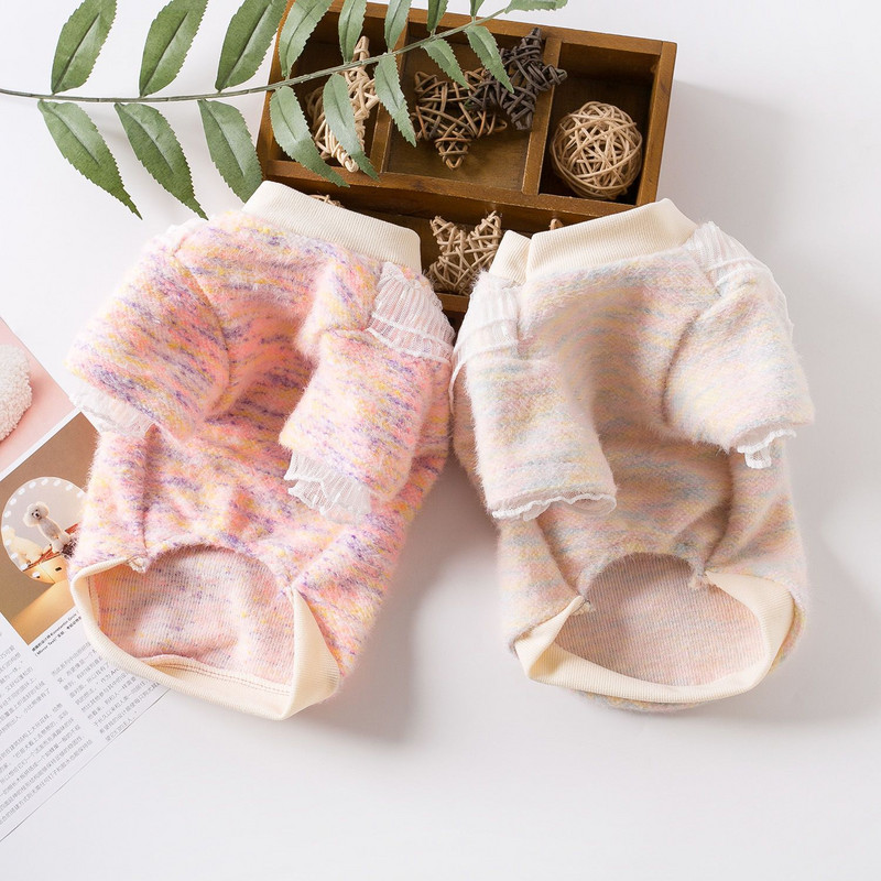 Nėriniai Sweetheart Dog Megztinis Megztas Išsiuvinėtas Megztinis naminiams gyvūnėliams Katės Meškiukai Meškiukai Mažas Šuo Rudens Žiemos Elastingas Trikotažo apatinis paltas