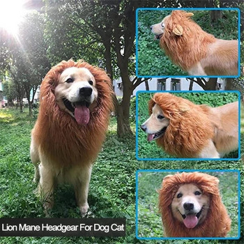 Περούκα σκύλου Χαριτωμένο καπέλο κατοικίδιων για μικρά μεγάλα σκυλιά Γάτες Στολή Lion Mane κουτάβι Περούκα Καπέλο Cosplay Φόρεμα για κατοικίδια Περούκες Αξεσουάρ σκυλιών