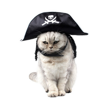 Αστείο καπέλο κατοικίδιο ζώο γάτας πειρατικό λουκ Καπέλο περούκα σκύλου Cool party Cosplay Στολή Κουτάβι Cute Cap Kitten Headwear για κατοικίδια Αξεσουάρ