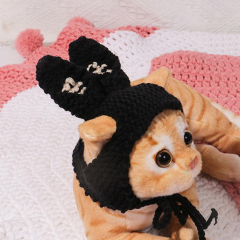 Κομψό κάλυμμα κεφαλής για κατοικίδια Εκλεκτή κατασκευή Καπέλο γάτας Ευκολοφόρετο Φόρεμα για κατοικίδιο σκύλο γάτα Πλεκτό καπέλο Αυτιά κουνελιού