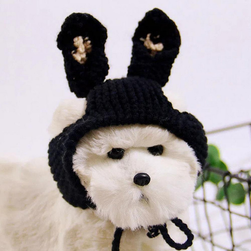 Stiilne lemmiklooma peakate Peene töötlusega kassimüts Lihtne kanda Kleit Koer Koer Kass Kootud Müts Küülikukõrvad Peakate