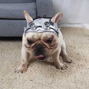 PU Δερμάτινο χαριτωμένο καπέλο σκύλου αποκριάτικη στολή με τρύπα στο αυτί Ρούχα κατοικίδιων ζώων Δώρο γενεθλίων για φανταχτερό φόρεμα Animal Puppy Cosplay Ρούχα