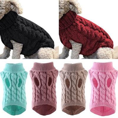 Едноцветно палто за куче чихуахуа йорки Дрехи за кучета Топли пуловери за кучета Стоки за домашни любимци Зимни дрехи за кучета Twist Плетени дрехи за кучета