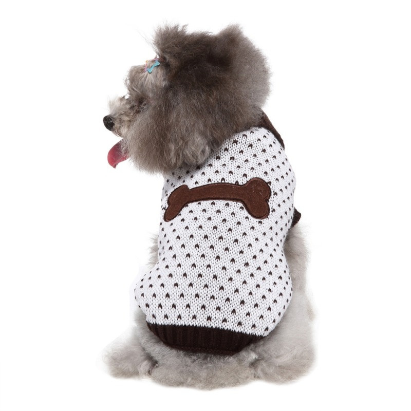 Kutsika Koera kampsun Talvine soojad riided Väikeste koerte jõulukostüüm Chihuahua mantel Luu muster Kudumine Heegeldatud Rõivad Jersey