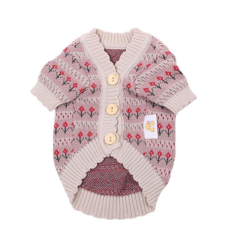 Psy Mačky Sveter Sveter Kvetinový vzor Psy Jesenné oblečenie Domáce zvieratá Šteniatko Mikina