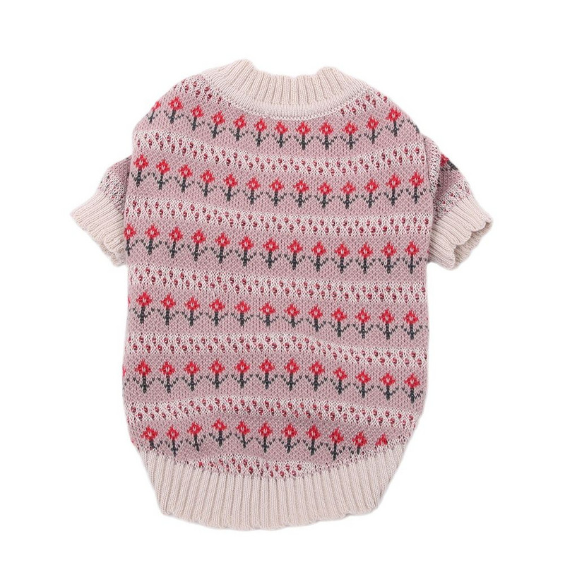 Psy Mačky Sveter Sveter Kvetinový vzor Psy Jesenné oblečenie Domáce zvieratá Šteniatko Mikina