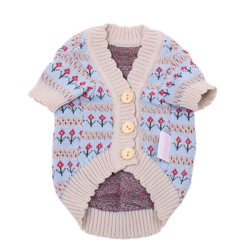 Psy Mačky Sveter Sveter Kvetinový vzor Psy Jesenné oblečenie Domáce zvieratá Šteniatko Mikina