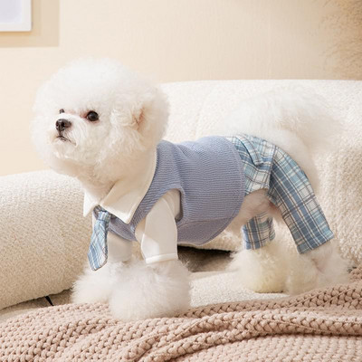 Κολεγιακό στυλ Ρούχα για σκύλους κατοικίδιων ζώων Βαμβακερό δικτυωτό φόρεμα για σκύλους συν βελούδινο φόρεμα Jk για σκύλους Γιορκσάιρ Τσιουάουα Κοστούμια ένδυσης Perro