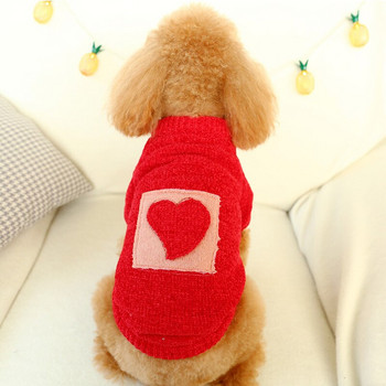 Σχέδιο καρδιάς Κόκκινο πουλόβερ σκύλου για μικρά σκυλιά Chihuahua Yorkie Ζεστά ρούχα Πουλόβερ για κατοικίδια Πουλόβερ χειμωνιάτικα Χριστουγεννιάτικα ρούχα L