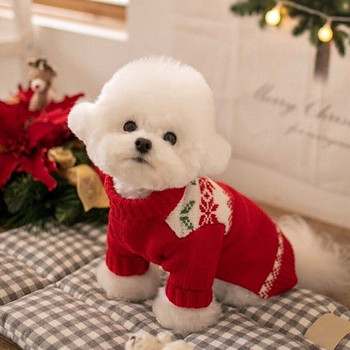 Кучешки дрехи Зимен плетен вълнен ръчно изработен пуловер Средно малко куче Котешки дрехи Коледни костюми Коте Кученце