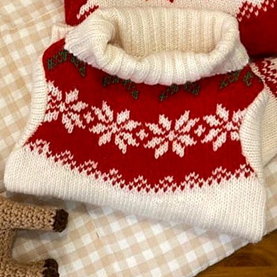 Ρούχα για σκύλους Χειμερινά πλεκτά μαλλί Χειροποίητο πουλόβερ Μεσαία Μικρά Ρούχα για σκύλους Χριστουγεννιάτικες Στολές Kitten Puppy