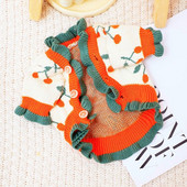 Ρούχα για σκύλους Χειμερινό Πλεκτό Πλεκτό Πουλόβερ με τύπωμα Cherry για σκύλους Chihuahua Ζακέτα για σκύλους