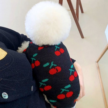 Модни дрехи за кучета Cherry Dog Плетен пуловер за домашни любимци Teddy Bichon Топъл зимен пуловер за кученца Corgi Bi-legs XS-XL