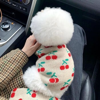 Модни дрехи за кучета Cherry Dog Плетен пуловер за домашни любимци Teddy Bichon Топъл зимен пуловер за кученца Corgi Bi-legs XS-XL