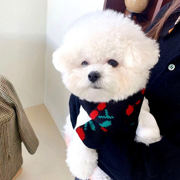 Модни дрехи за кучета Cherry Dog Плетен пуловер за домашни любимци Teddy Bichon Топъл зимен пуловер за кученца Corgi Bi-legs XS-XL