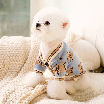 Модно зимно топло облекло Жилетка за домашни любимци с високи райета, плетен пуловер, дрехи за кучета, кученце, коте, палто, яке за чихуахуа