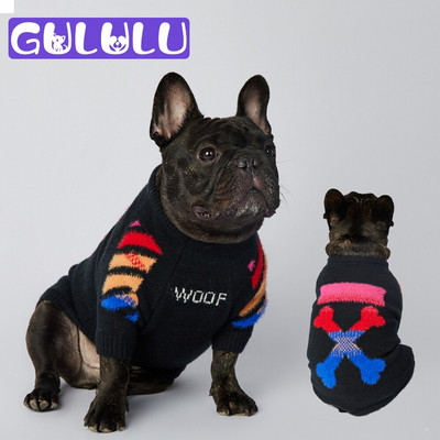 GULULU crni pleteni pulover za pse, zimska topla odjeća za pse za francuskog buldoga Dizajn modne odjeće za štene Dropshipping