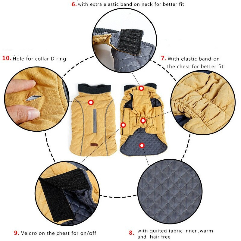 Υψηλής ποιότητας ρούχα σκύλου Καπιτονέ παλτό σκύλου Ζεστό γιλέκο για κατοικίδια Νέο μεγάλο ρετρό άνετο χοντρό γιλέκο σκύλου Ρούχα 6 χρωμάτων