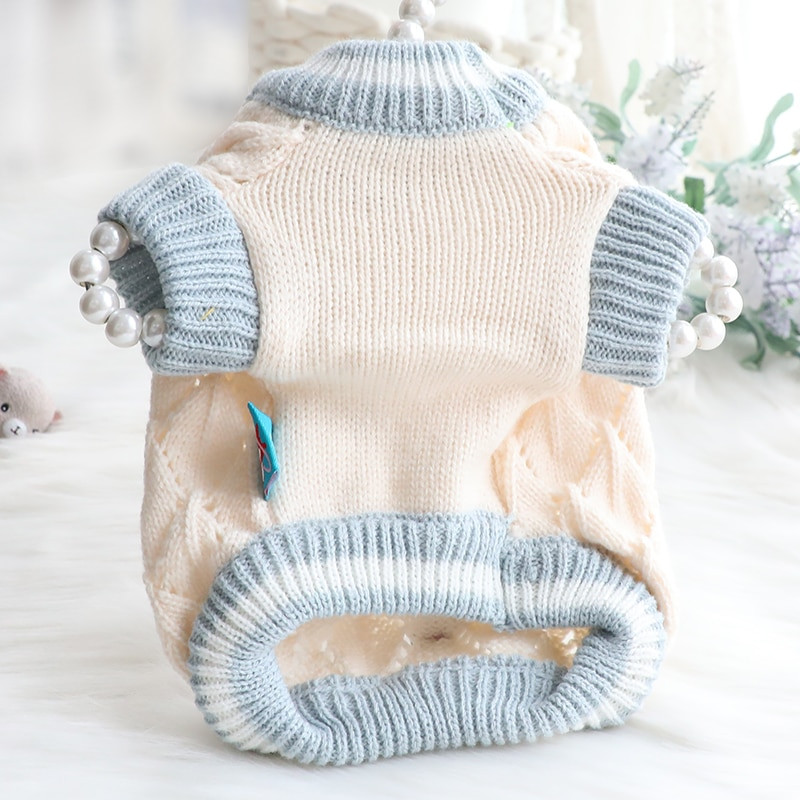 Haine de modă de toamnă pentru câini prințesă pulover cu nasturi din lemn Ins câine mic Teddy Bichon animal de companie