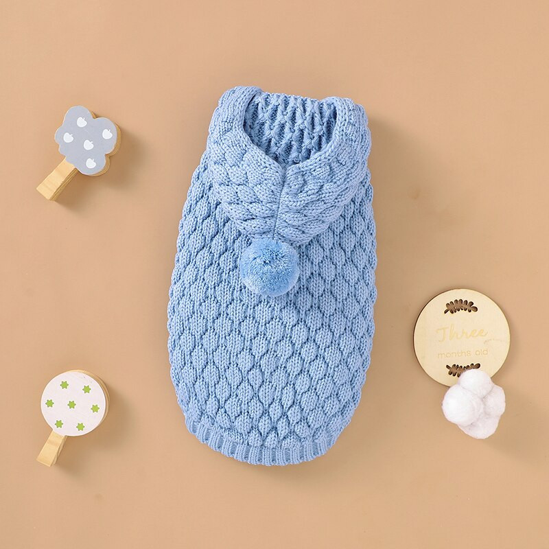 Haine pentru animale de companie, simplu, multi-colore, model carouri, pulover tricotat cu gluga Haine pentru animale