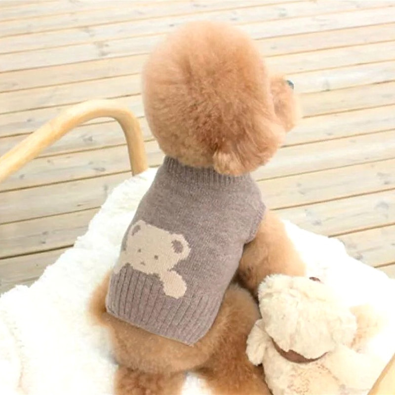 Pletený sveter pre psov, sveter s kreslenými postavičkami, mačací plyšový sveter, zimné oblečenie pre šteniatka, teplé domáce oblečenie, mäkké oblečenie pre dvojnohých psov