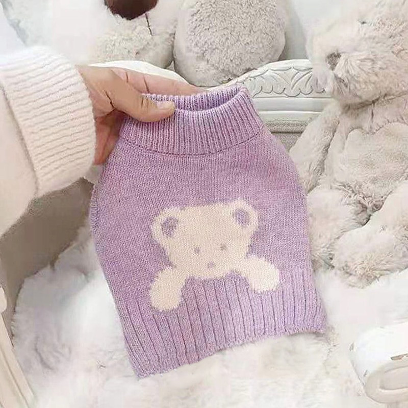 Pletený sveter pre psov, sveter s kreslenými postavičkami, mačací plyšový sveter, zimné oblečenie pre šteniatka, teplé domáce oblečenie, mäkké oblečenie pre dvojnohých psov