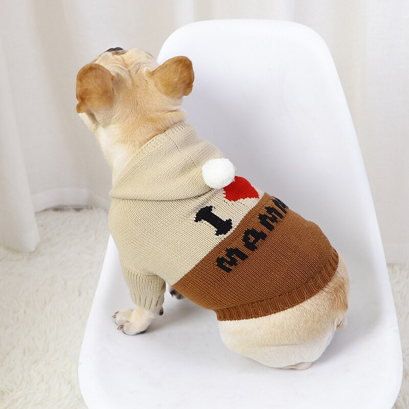 Koera kassi riided kampsun, kootud armas pompoon, süda Lemmikloomarõivad kapuutsiga nööpidega koerariided