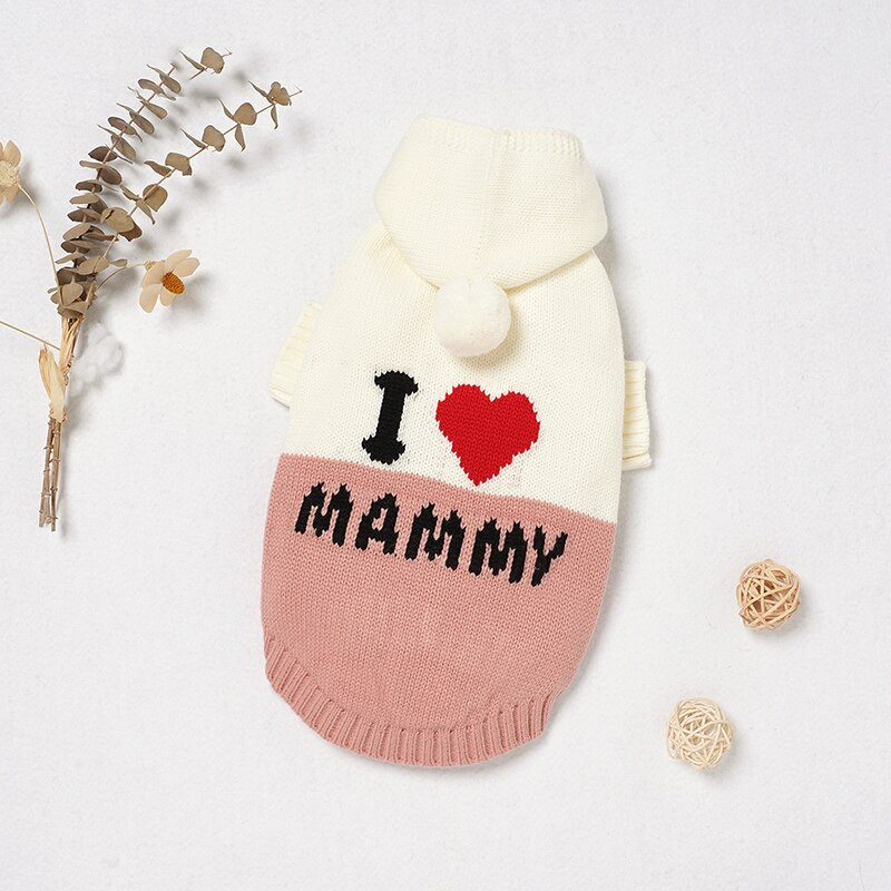 Koera kassi riided kampsun, kootud armas pompoon, süda Lemmikloomarõivad kapuutsiga nööpidega koerariided