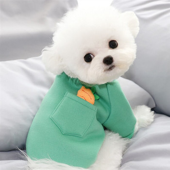 Анимационни дрехи за кучета с моркови, есенни и зимни дрехи, домашни любимци, бишони, плюшено пуловер, едноцветно меко кученце, топъл пуловер