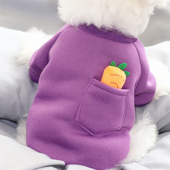 Анимационни дрехи за кучета с моркови, есенни и зимни дрехи, домашни любимци, бишони, плюшено пуловер, едноцветно меко кученце, топъл пуловер