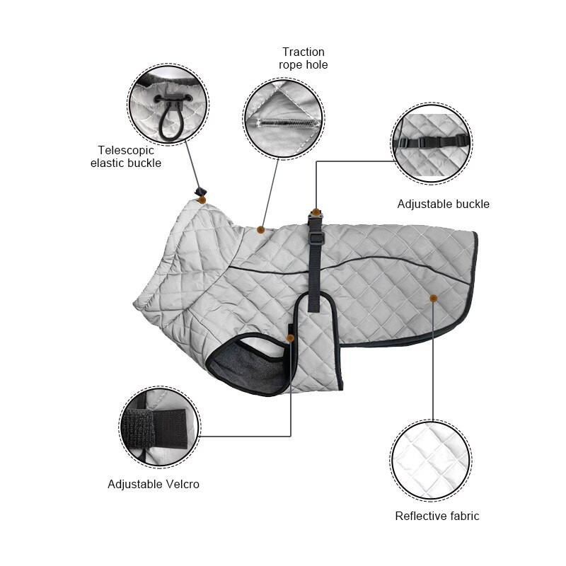 Pet Charge jope koera vest Talvine hubane veekindel tuulekindel täielikult helkurriided suur koeramantel keskmise suurusega koertele kostüüm