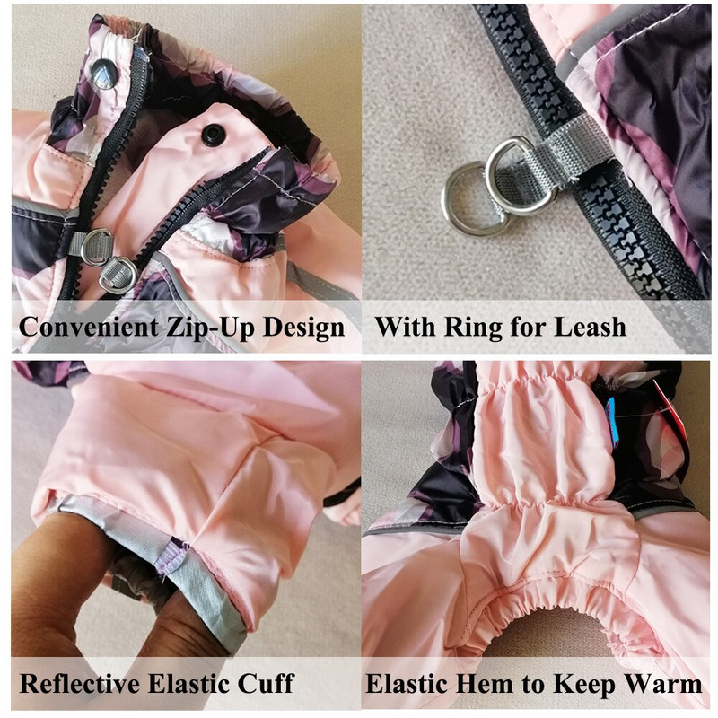 Koerariided Talvine veekindel väike koer Kombinesoon Peegeldav Pet Kombinesoon Vene stiilis Isane/emane koeramantel lumekostüüm paks soe