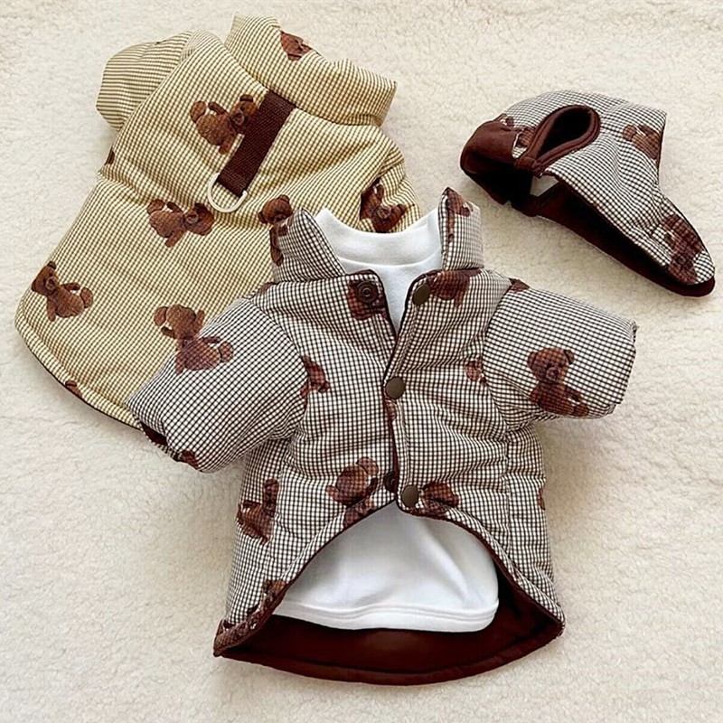 Lemmiklooma puuvillane jope sügistalv keskmine väike koerariided armas kapuuts mood mantel kassipoeg kutsikas soe kampsun buldog puudel malta keel