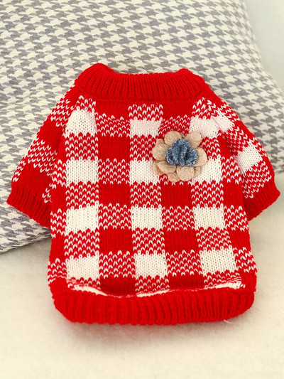 Kućni ljubimac, mali pas, mačka, zimska odjeća TEDDY Pulover s čivavom u obliku cvijeta u 2 boje, 5 veličina