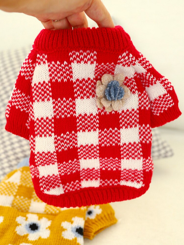 Kućni ljubimac, mali pas, mačka, zimska odjeća TEDDY Pulover s čivavom u obliku cvijeta u 2 boje, 5 veličina