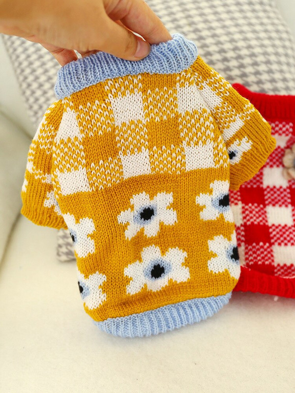 Kućni ljubimac, mali pas, mačka, zimska odjeća TEDDY Pulover s čivavom u obliku cvijeta u 2 boje, 5 veličina