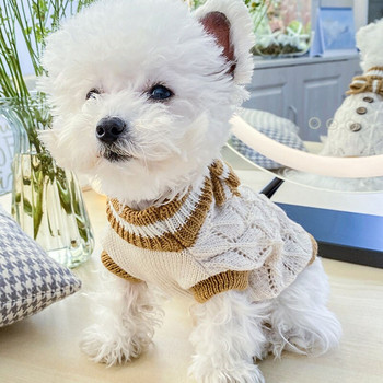 Ξύλινη μπούτα Φιόγκος πουλόβερ σκυλιών Ρούχα για γάτες Χειμερινό ζιβάγκο Πλεκτό παλτό με κουκούλα Πλεκτό Πουλόβερ Ρούχα για κατοικίδια Πουλόβερ για μικρά σκυλιά