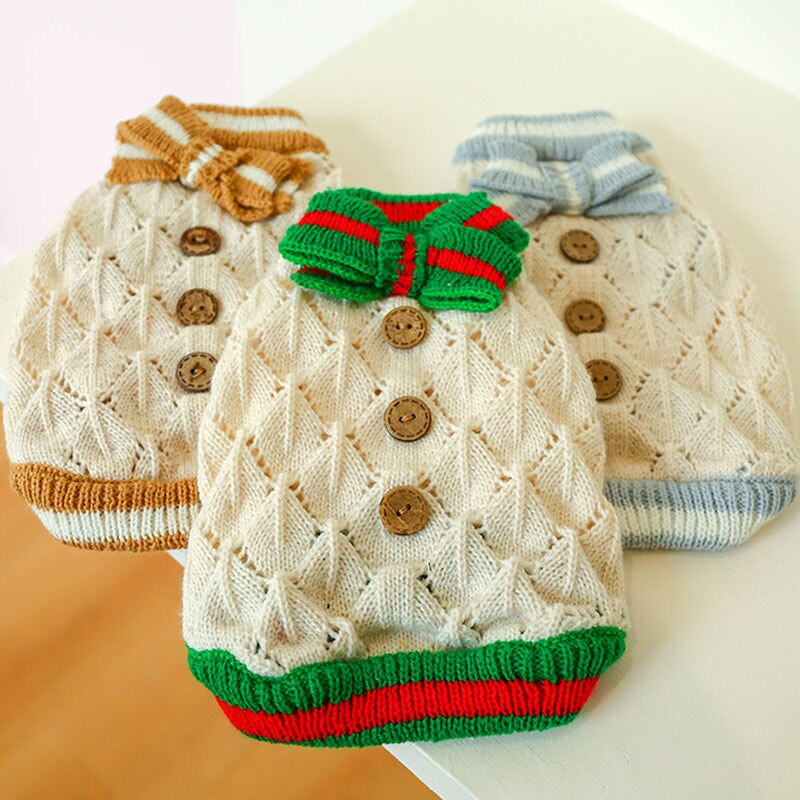 Pulovere cu fundă de lemn cu fundă Haine pentru câini Pulover pentru pisici Pulover pentru câini de talie mică.