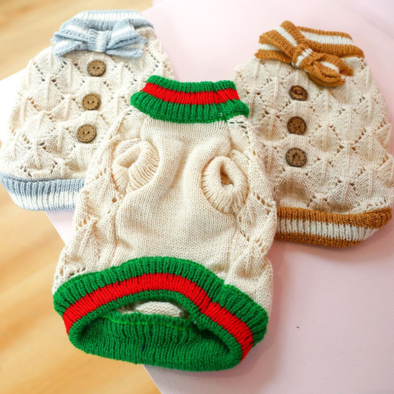 Pulovere cu fundă de lemn cu fundă Haine pentru câini Pulover pentru pisici Pulover pentru câini de talie mică.