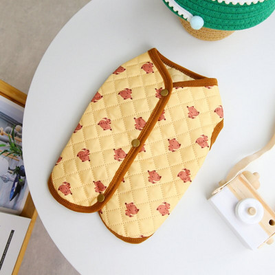 Nové oblečenie pre psov z roku 2022, bavlnená vesta s malými líškami, jeseň/zima, teplá vesta, oblečenie pre domácich miláčikov, módna košeľa s otvorenými gombíkmi