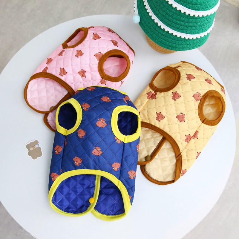 Nové oblečenie pre psov z roku 2022, bavlnená vesta s malými líškami, jeseň/zima, teplá vesta, oblečenie pre domácich miláčikov, módna košeľa s otvorenými gombíkmi