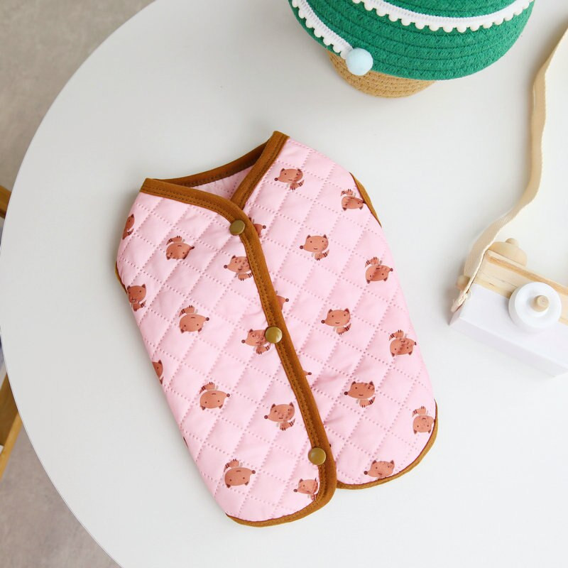 Nové oblečenie pre psov z roku 2022, bavlnená vesta s malými líškami, jeseň/zima, teplá vesta, oblečenie pre domácich miláčikov, módna košeľa s otvorenými gombíkmi